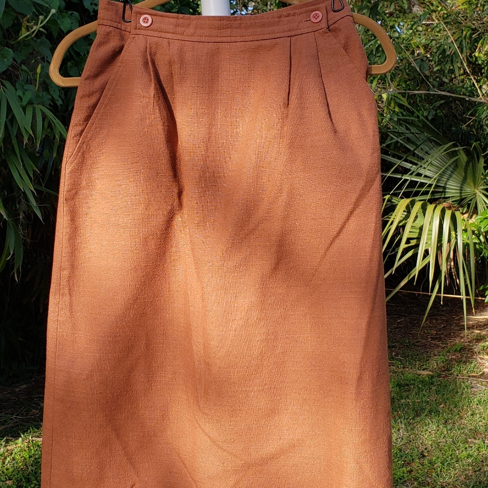 Vintage Terracotta Rust Weathervane Petites A-Line Skirt Lined With Pockets